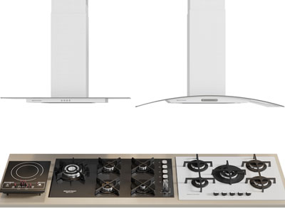 现代燃气灶、抽油烟机