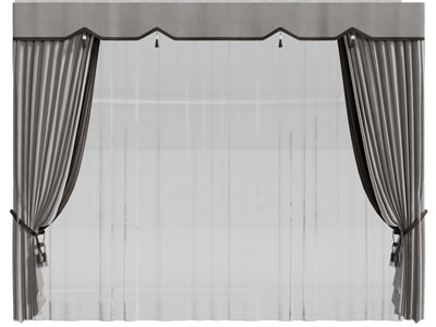 新中式窗纱窗帘3d模型 新中式窗纱窗帘