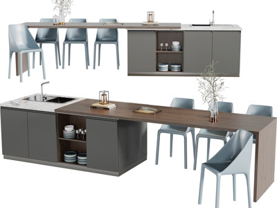 现代吧台、餐桌椅组合