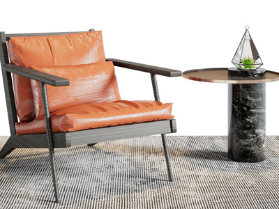 现代休闲椅子、边几