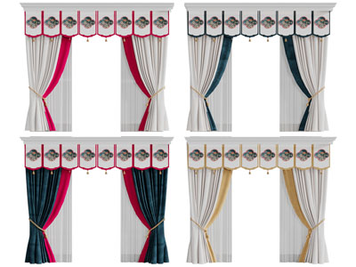 新中式窗纱窗帘3d模型 新中式窗纱窗帘