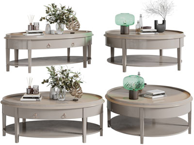 现代圆形、椭圆形茶几