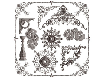法式雕花、角线、灯盘