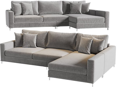 现代布艺转角多人沙发3d模型 现代布艺转角多人沙发