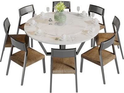 现代圆形餐桌椅组合