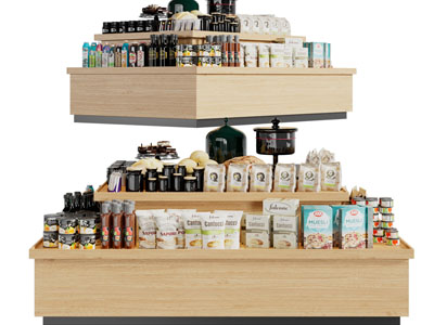 现代零食展柜、摆台、货架