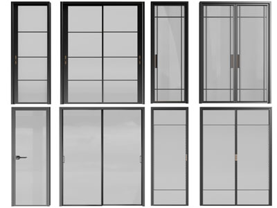 现代玻璃平开门、推拉门