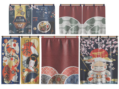 日式门帘、布帘3d模型 日式门帘、布帘