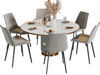 现代圆形餐桌椅组合