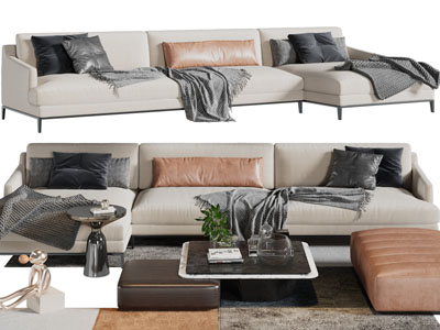 现代多人沙发、茶几组合