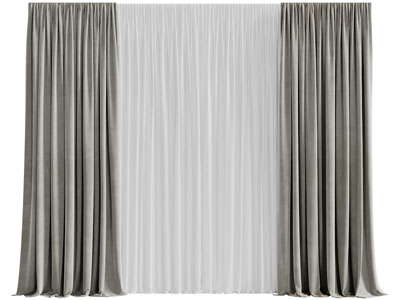 现代布艺窗纱窗帘3d模型 现代布艺窗纱窗帘