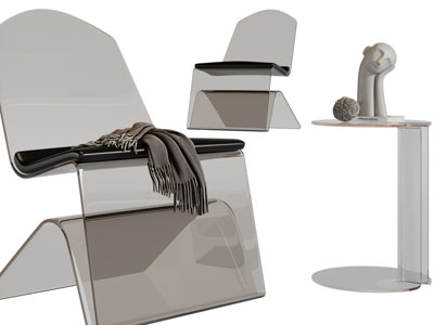 后现代休闲椅子、边几