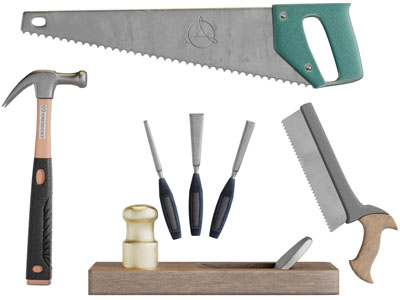 现代锤子、锯五金工具3d模型 现代锤子、锯五金工具