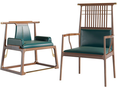 新中式实木扶手椅、休闲椅子