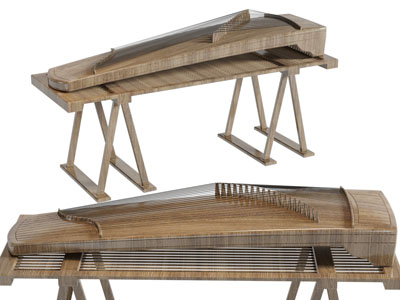 中式乐器古筝3d模型 中式乐器古筝