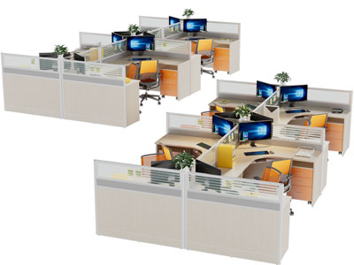 现代独立四人位办公桌椅组合