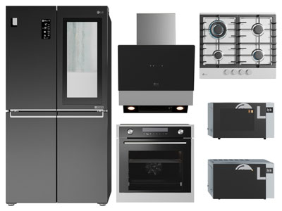 现代电冰箱、抽油烟机、烤箱和微波炉