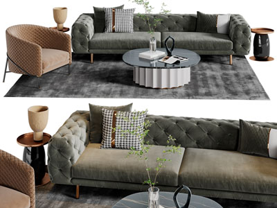 简欧多人、单人沙发、茶几组合