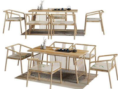 新中式实木茶桌椅组合