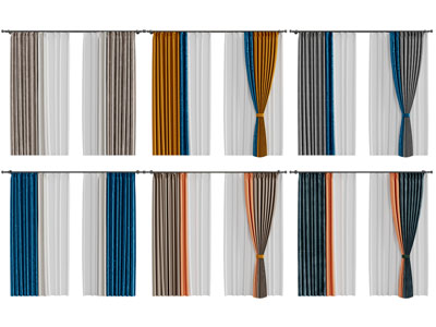 现代布艺窗帘窗纱3d模型 现代布艺窗帘窗纱