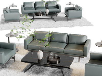 现代多人、单人沙发和茶几组合