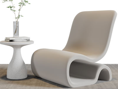 侘寂风单人沙发、边几