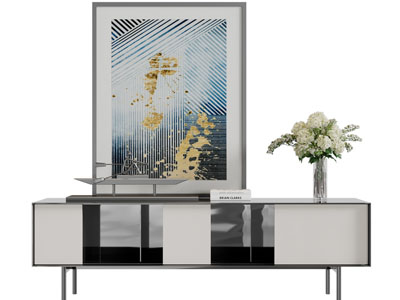现代电视柜、装饰画