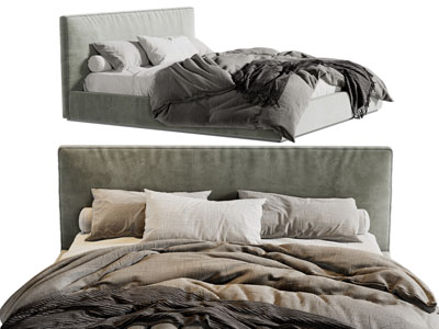 现代布艺双人床