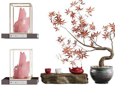 新中式盆景、茶具杯子装饰品摆件