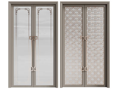 新中式双扇平开门
