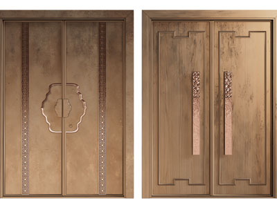新中式双扇平开门