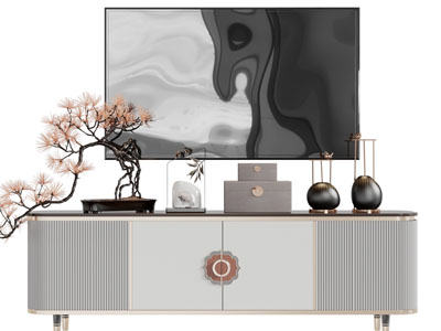 新中式电视柜、电视机