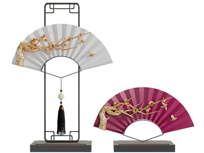 新中式扇子装饰品摆件