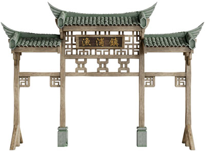 中式仿古建筑大门