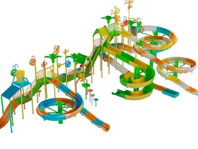 现代儿童大型滑滑梯游乐设备3d模型 现代儿童大型滑滑梯游乐设备