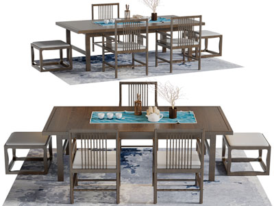 新中式实木茶桌椅组合