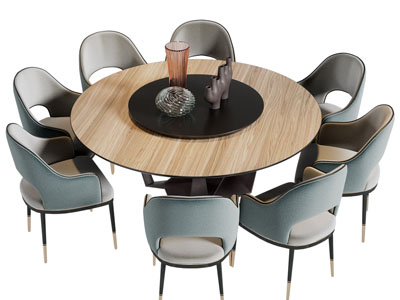 现代圆形餐桌椅组合