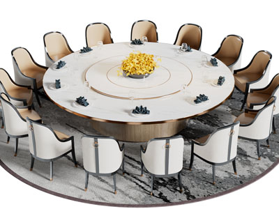现代超大圆形餐桌椅组合