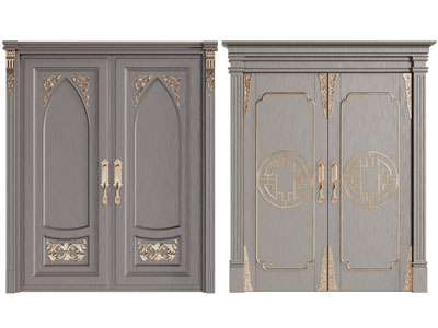 欧式雕花双扇平开门