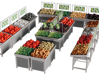 现代生鲜便利店水果蔬菜展柜、货架