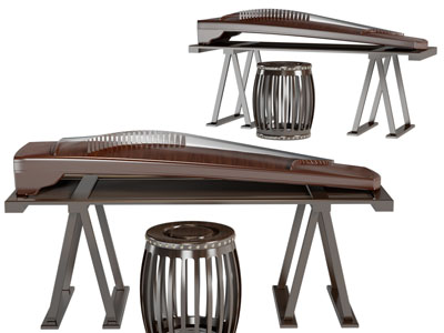 中式民族乐器古筝3d模型 中式民族乐器古筝