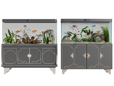 新中式带收纳柜的鱼缸