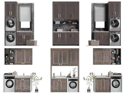 新中式洗衣机收纳柜