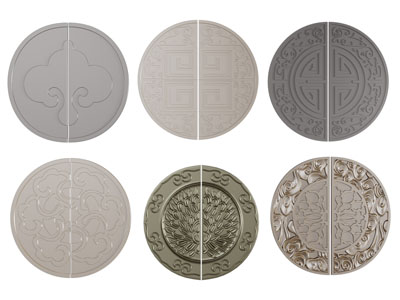 新中式雕花拉手3d模型 新中式雕花拉手