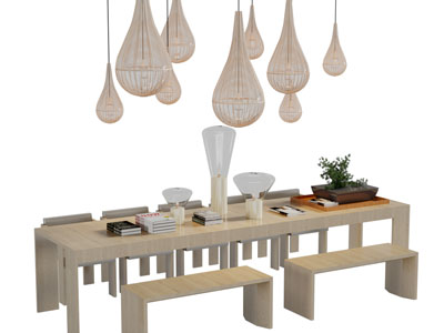 新中式书桌椅组合