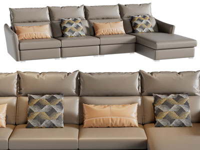 现代转角多人沙发3d模型 现代转角多人沙发