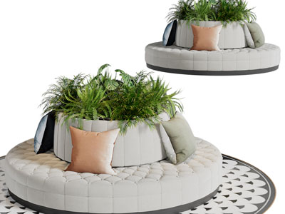 现代圆形公共椅子