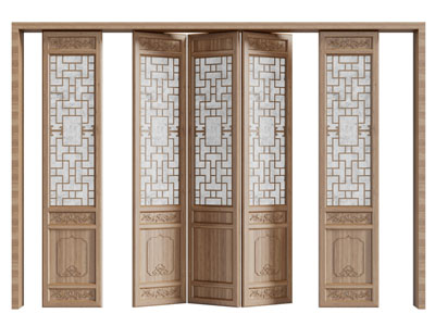 中式实木折叠门、推拉门