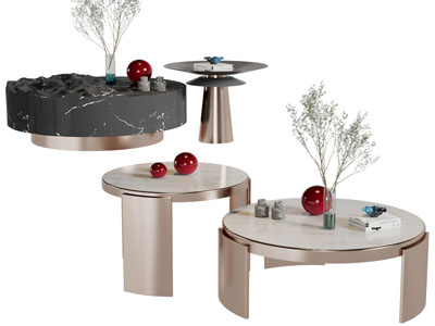 现代圆形茶几3d模型 现代圆形茶几