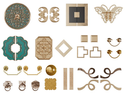 中式金属拉手3d模型 中式金属拉手